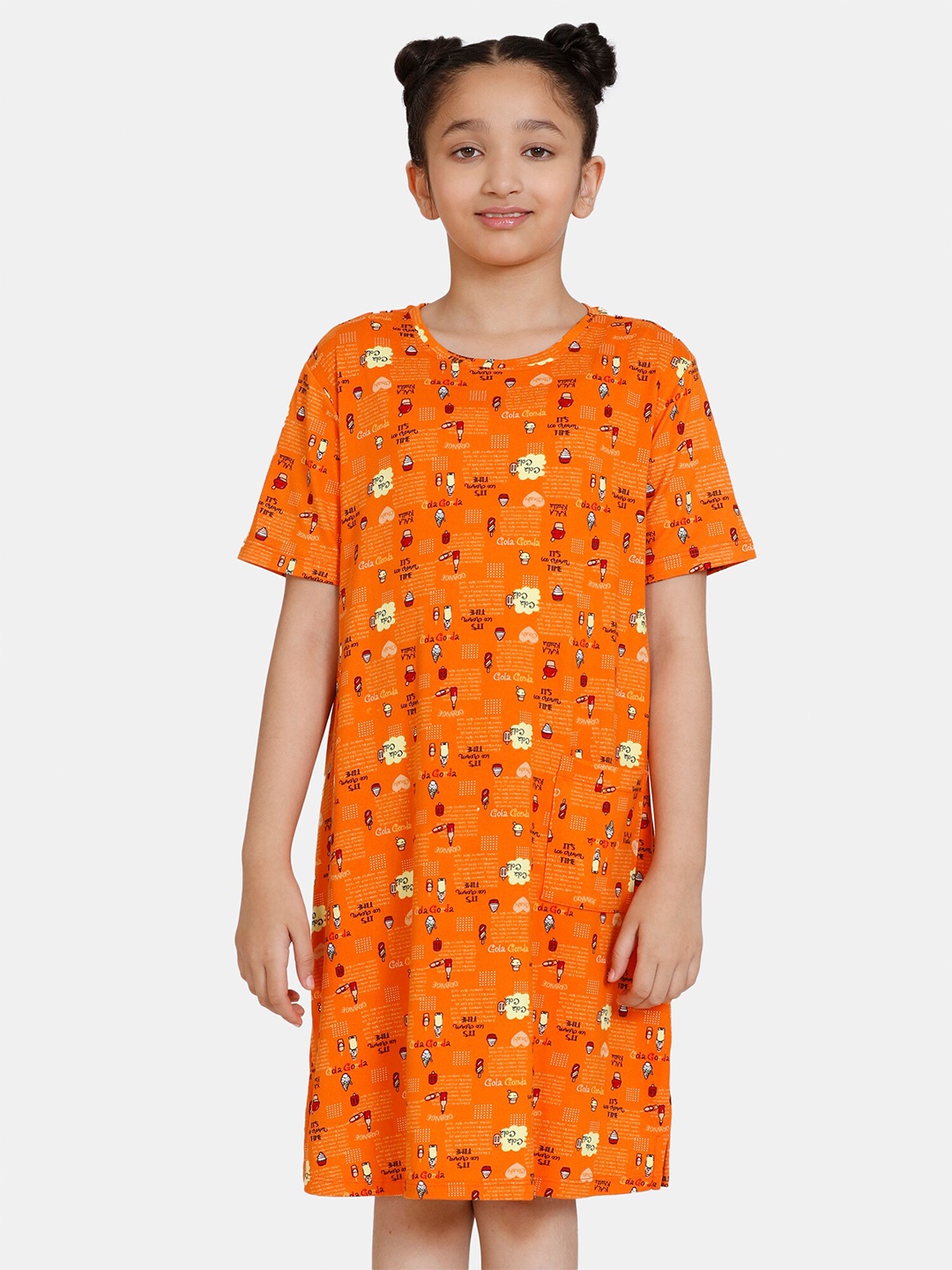 

Zivame Printed Nightdress, Orange