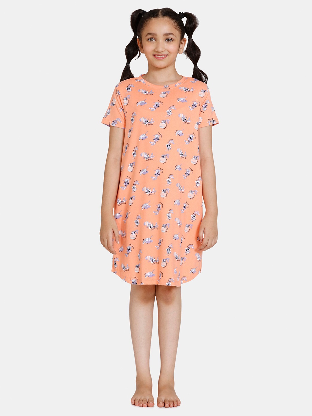 

Zivame Printed Cotton Nightdress, Peach