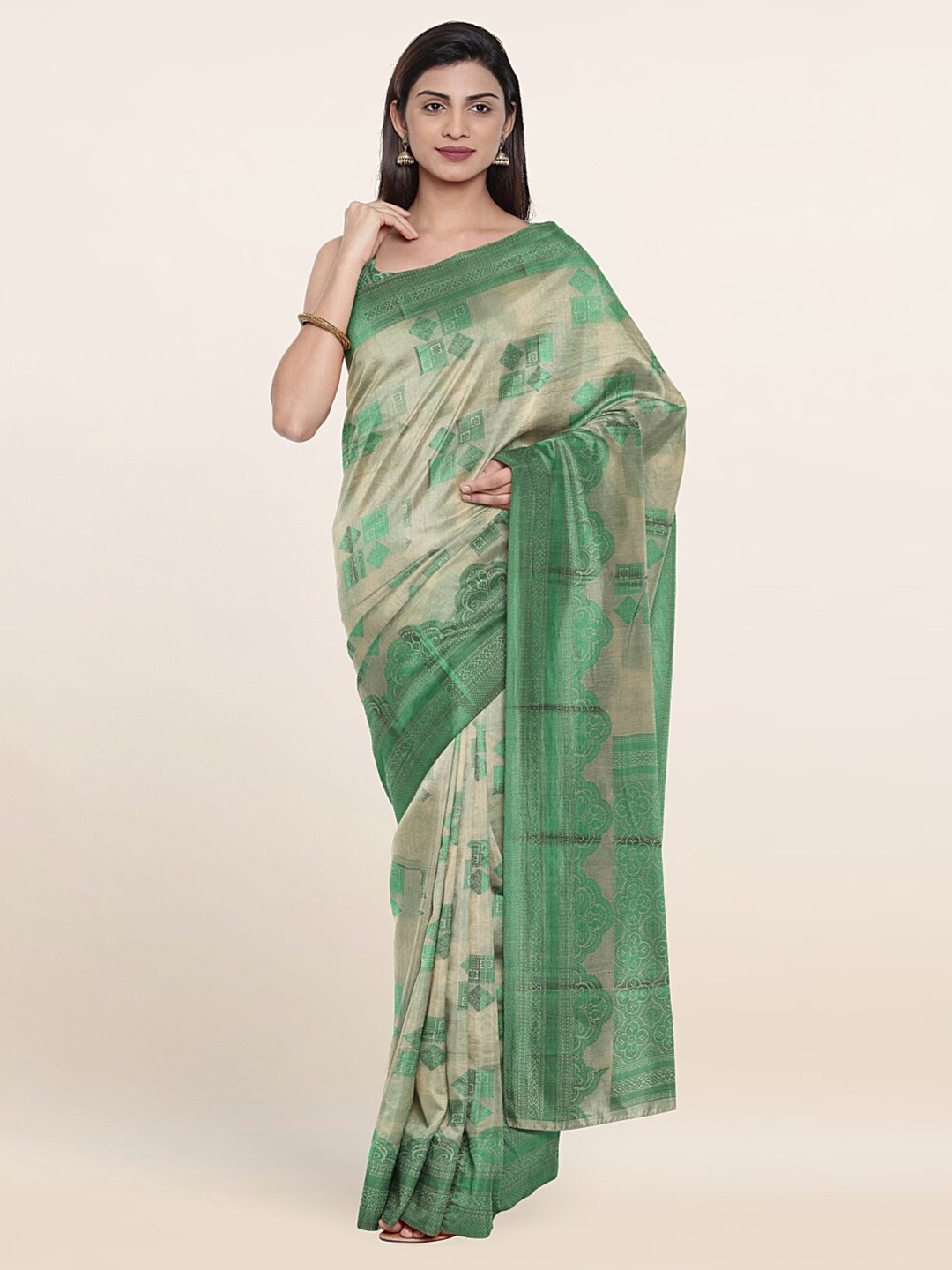 

Pothys Ethnic Motifs Woven Design Festive Saree, Cream