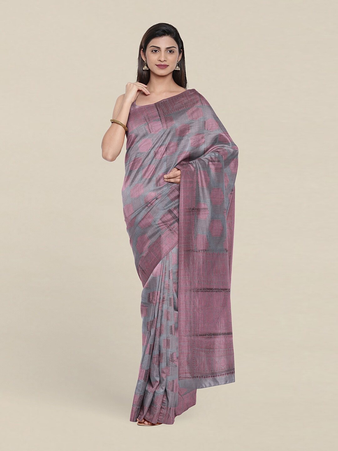 

Pothys Ethnic Motifs Woven Design Festive Saree, Grey