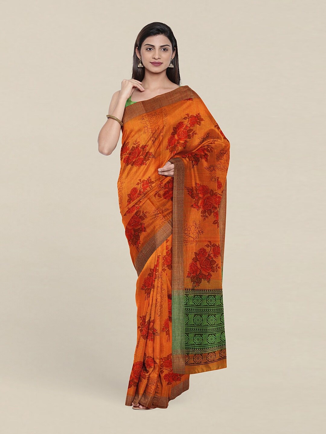 

Pothys Floral Zari Saree, Orange