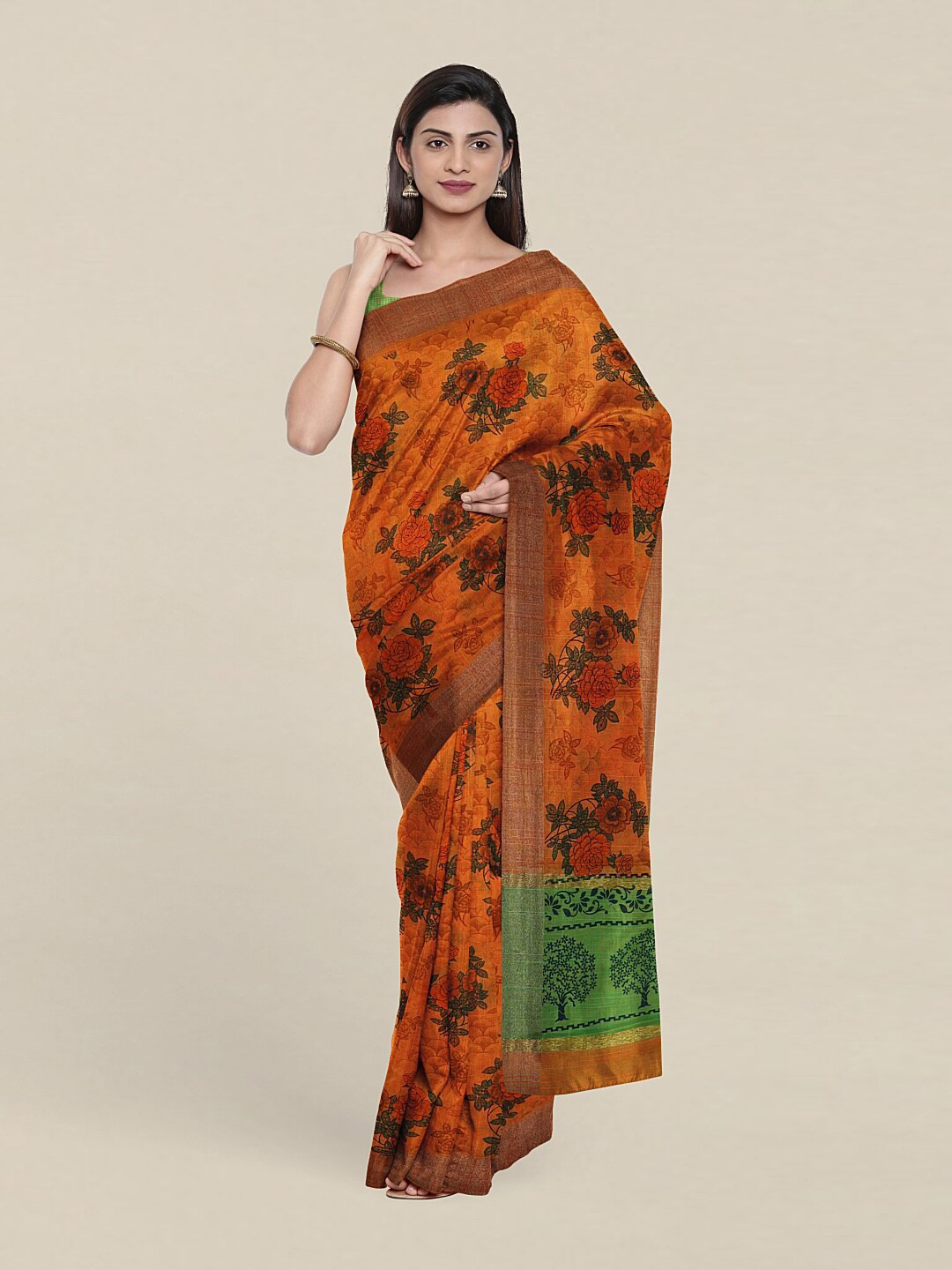 

Pothys Floral Zari Saree, Orange
