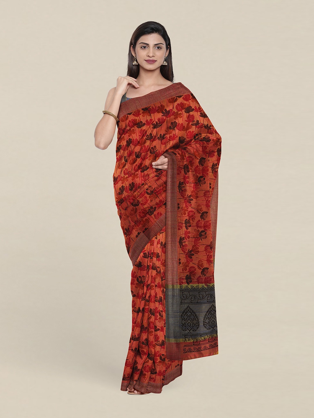 

Pothys Floral Zari Saree, Rust