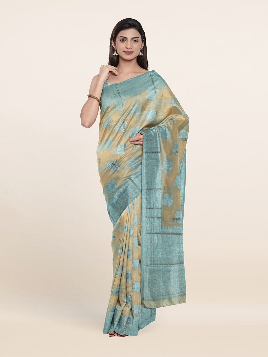 

Pothys Ethnic Motifs Woven Design Festive Saree, Cream