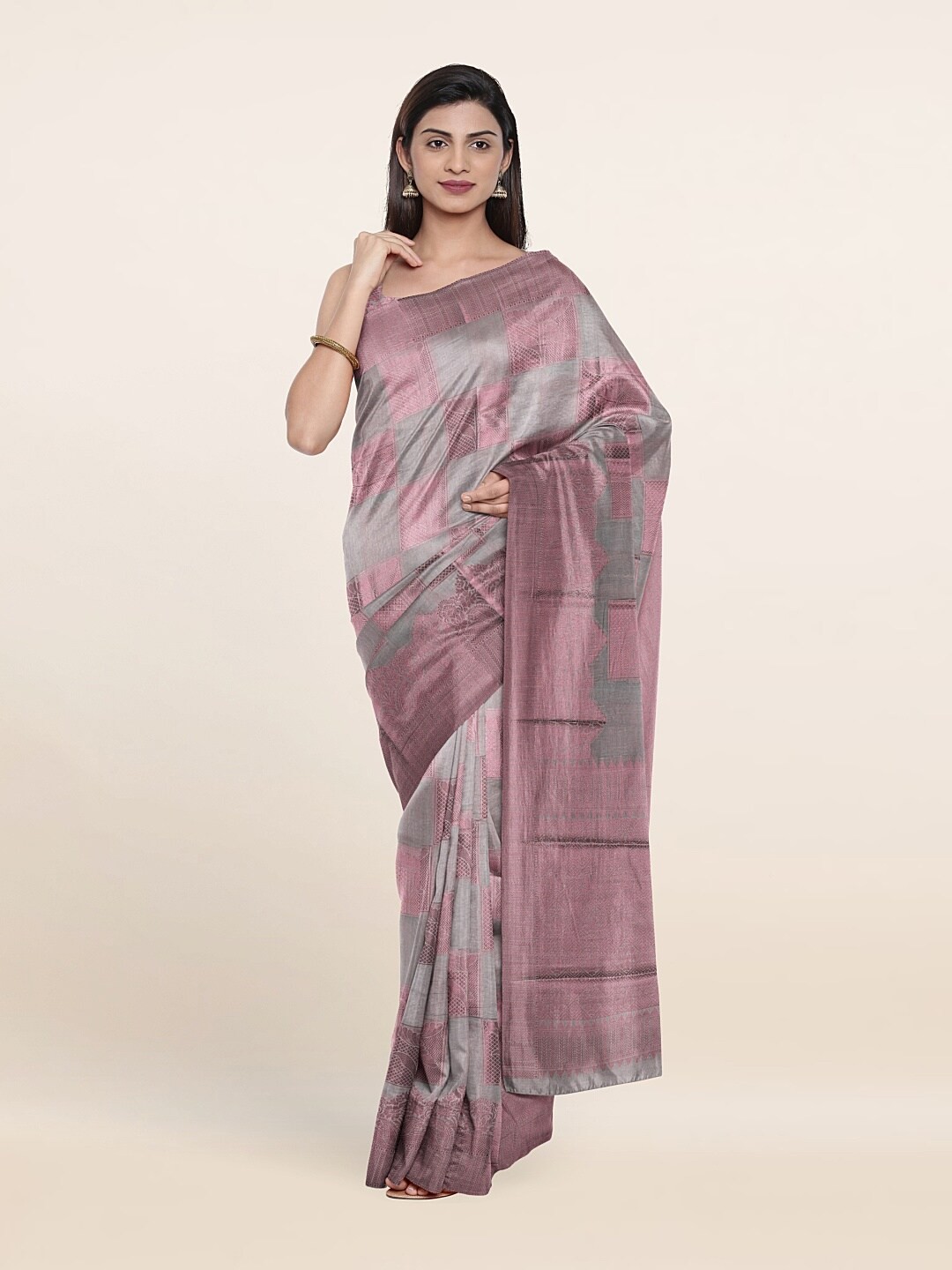 

Pothys Woven Design Saree, Grey