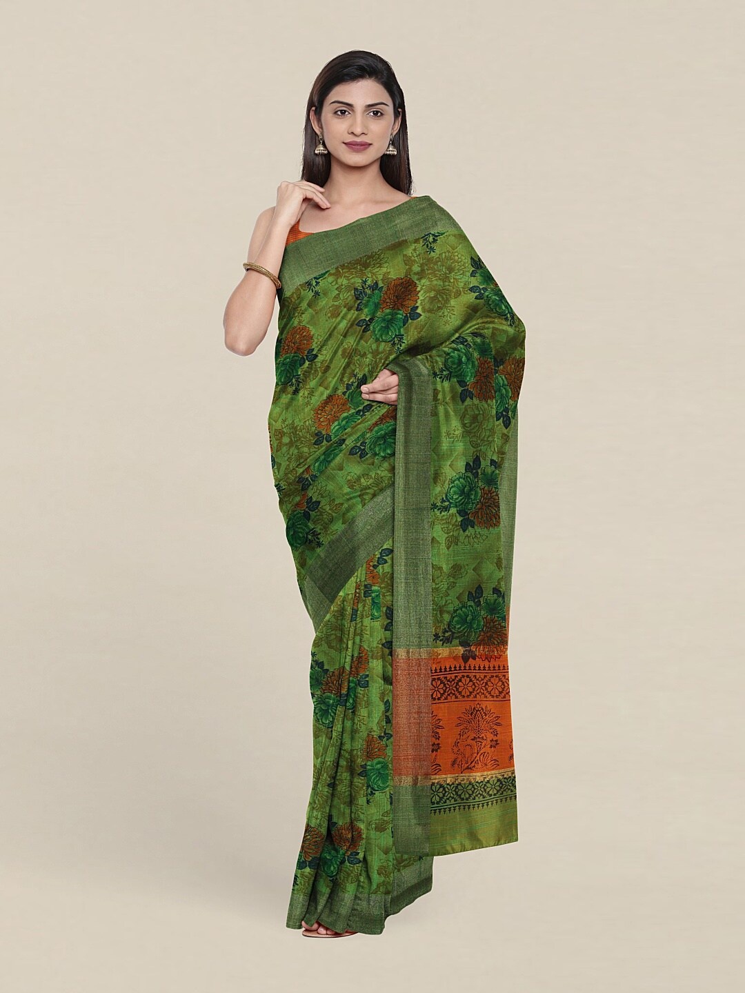 

Pothys Floral Saree, Green