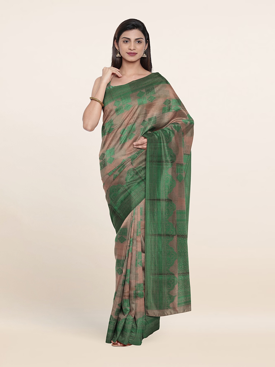 

Pothys Woven Design Saree, Peach