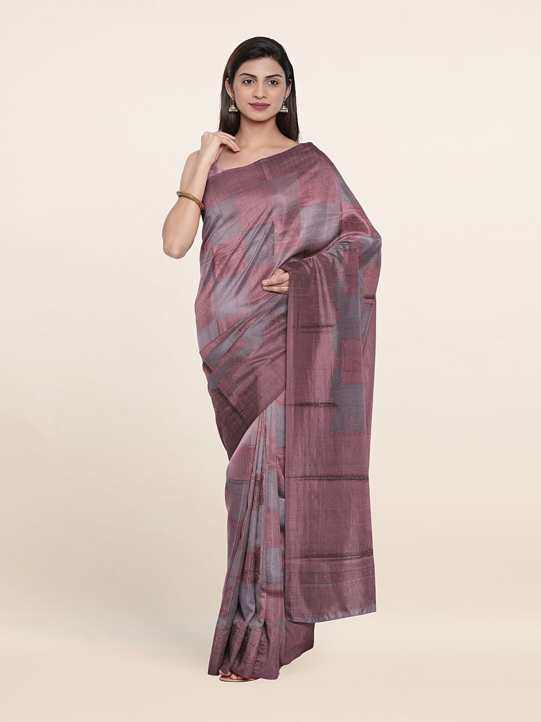 

Pothys Woven Design Saree, Grey