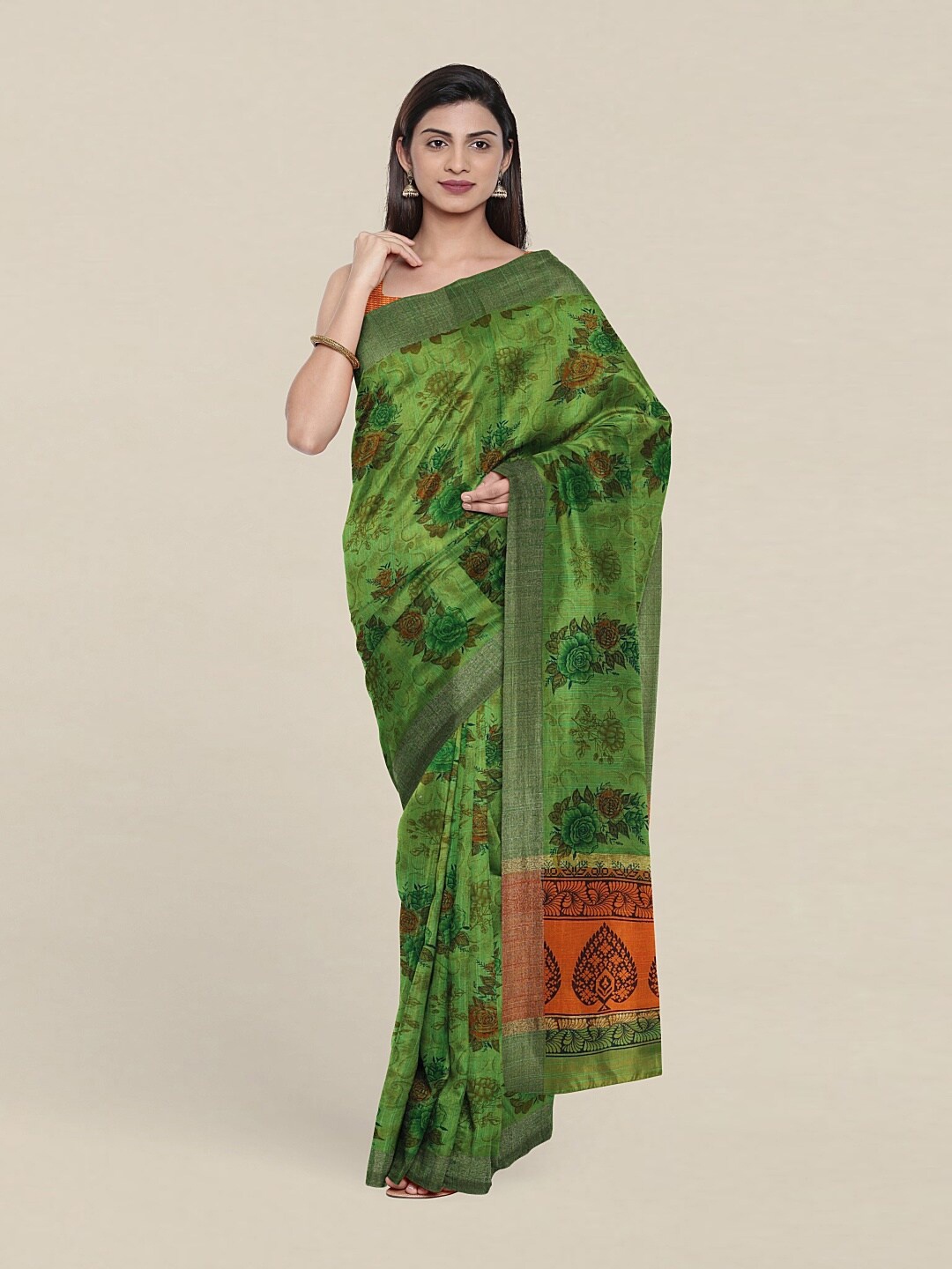 

Pothys Floral Saree, Green
