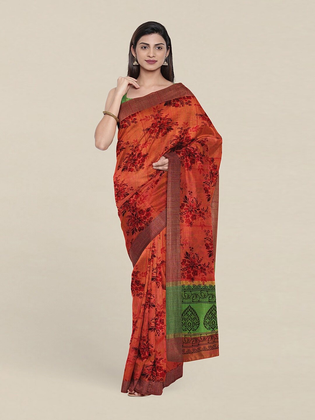 

Pothys Floral Saree, Orange