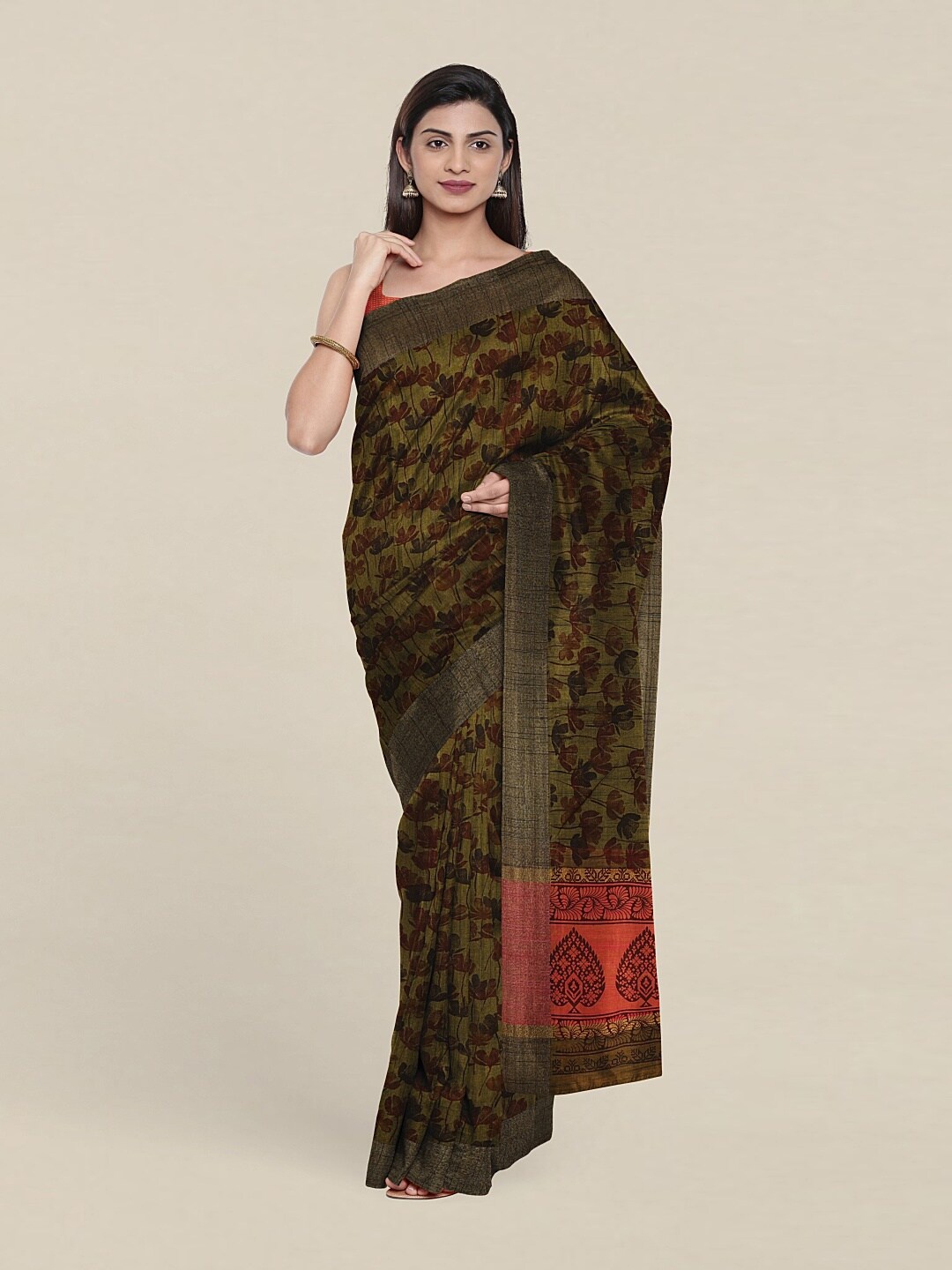 

Pothys Floral Saree, Green