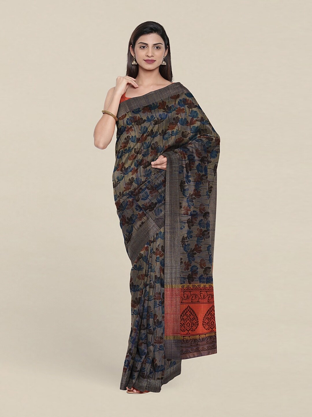 

Pothys Floral Saree, Grey
