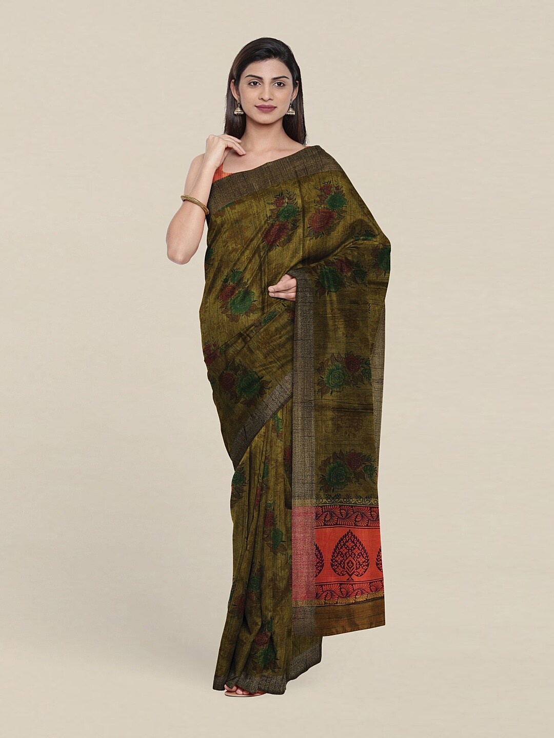 

Pothys Floral Saree, Green