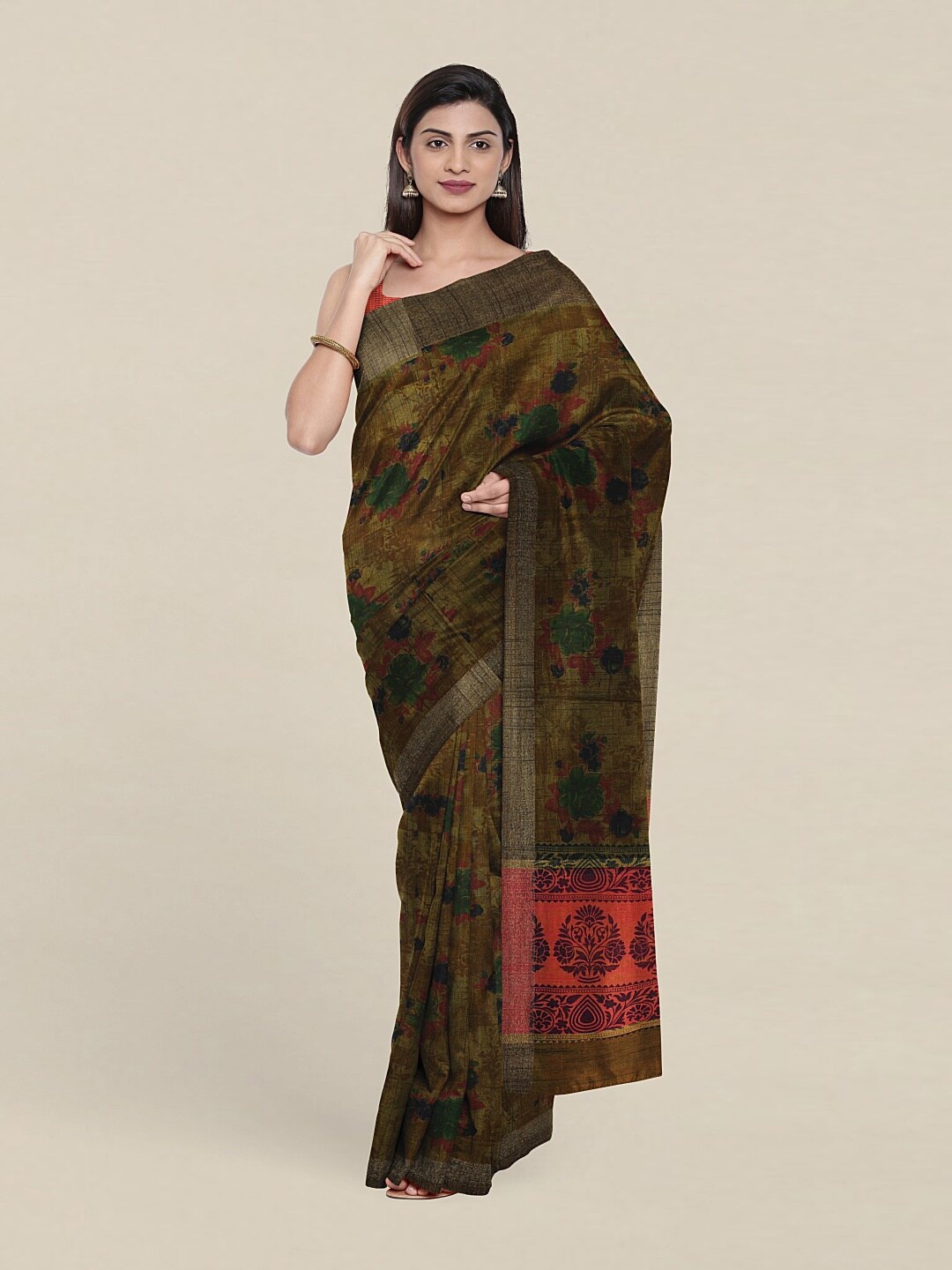 

Pothys Floral Saree, Green