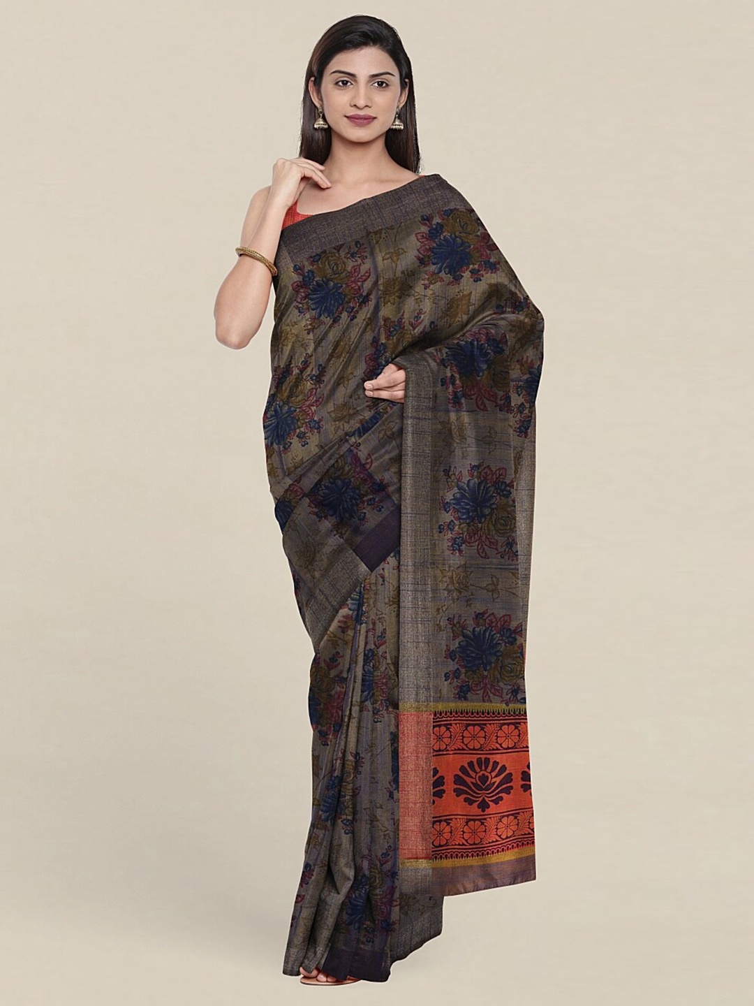 

Pothys Floral Saree, Grey