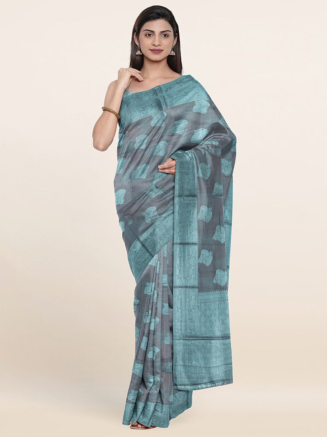 

Pothys Woven Design Saree, Grey