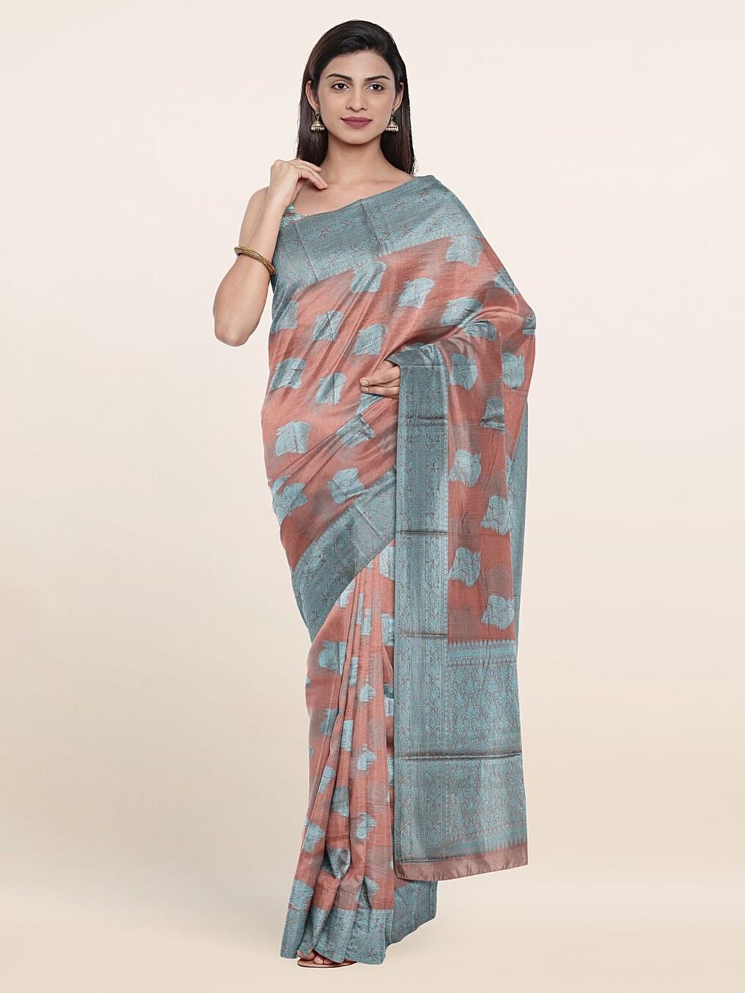 

Pothys Woven Design Saree, Peach