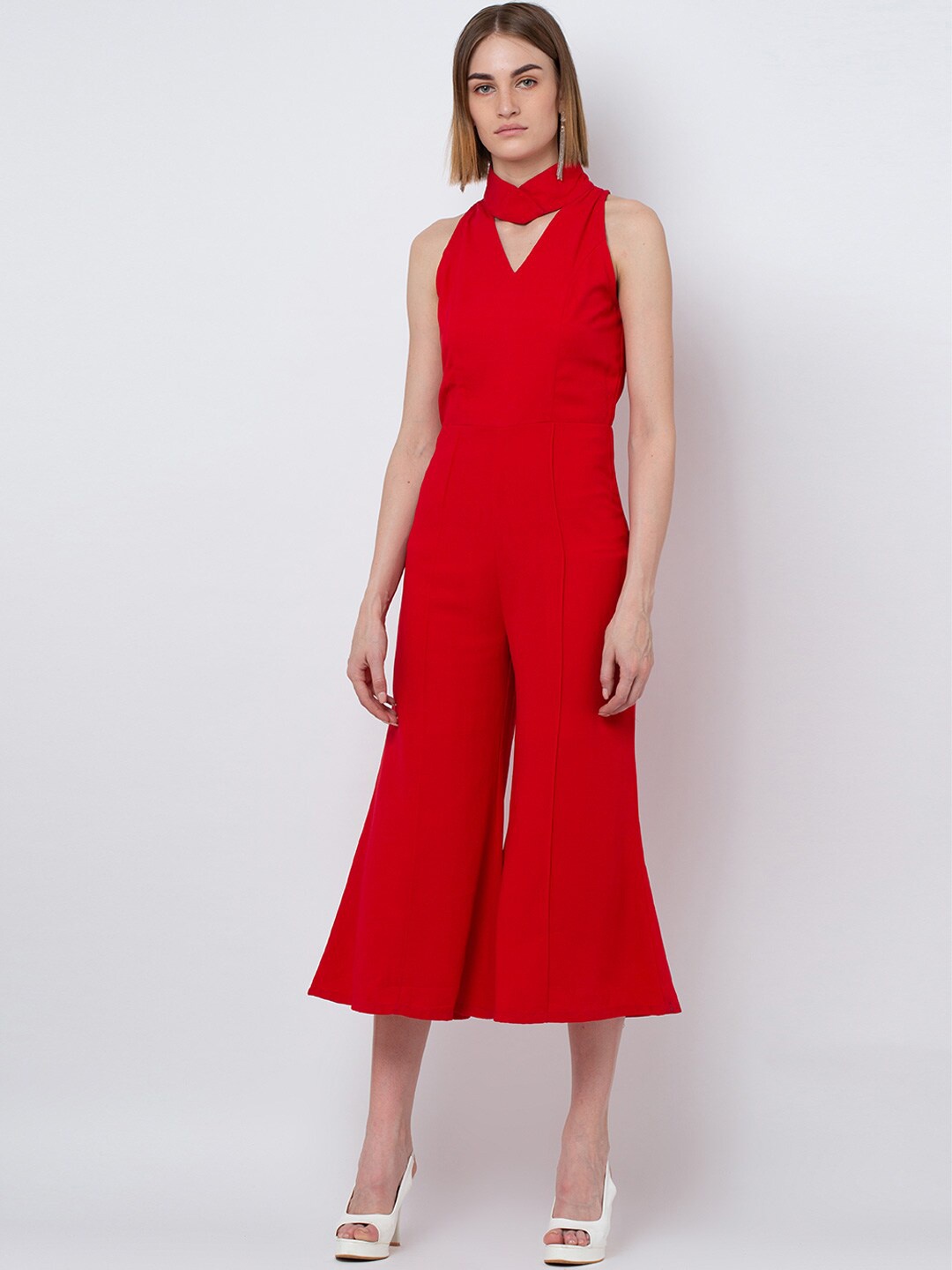 

DODO & MOA Women Capri Jumpsuit, Red