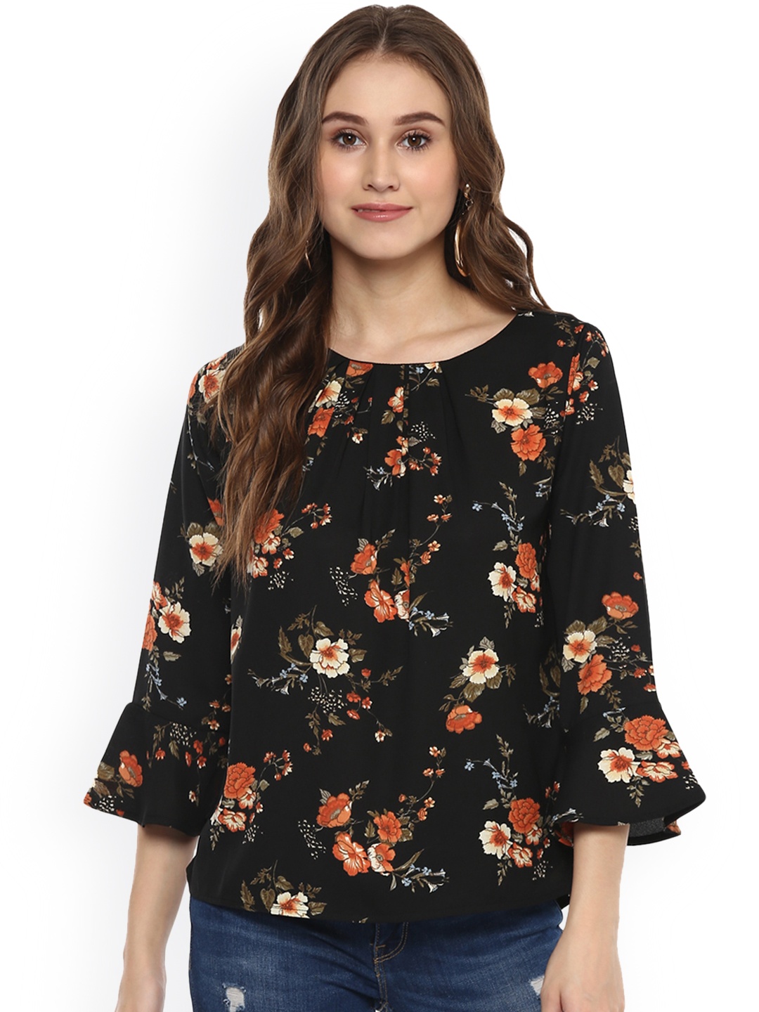 

Harpa Women Black Floral Print Top