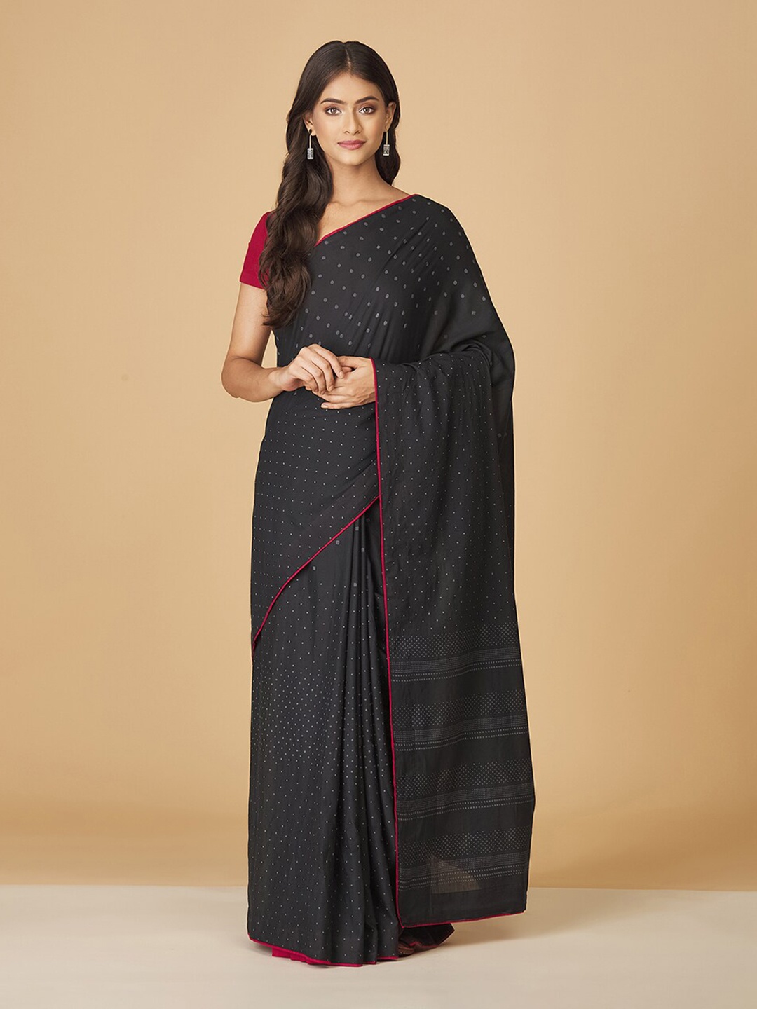

Fabindia Printed Pure Cotton Saree, Black
