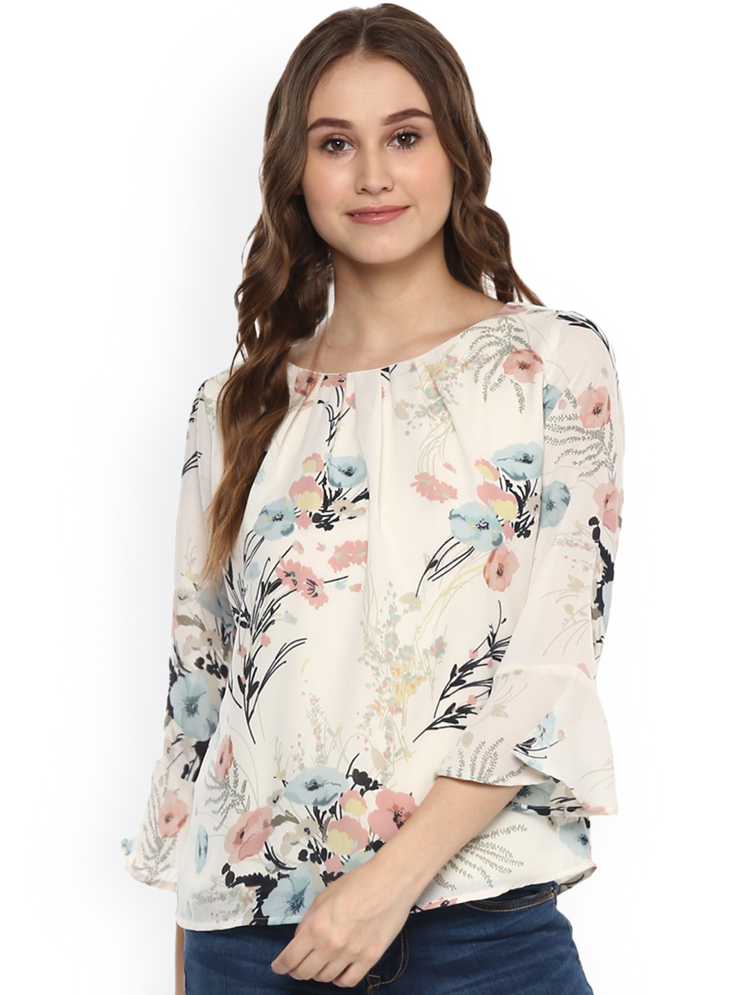 

Harpa Women Cream-Coloured Printed Top