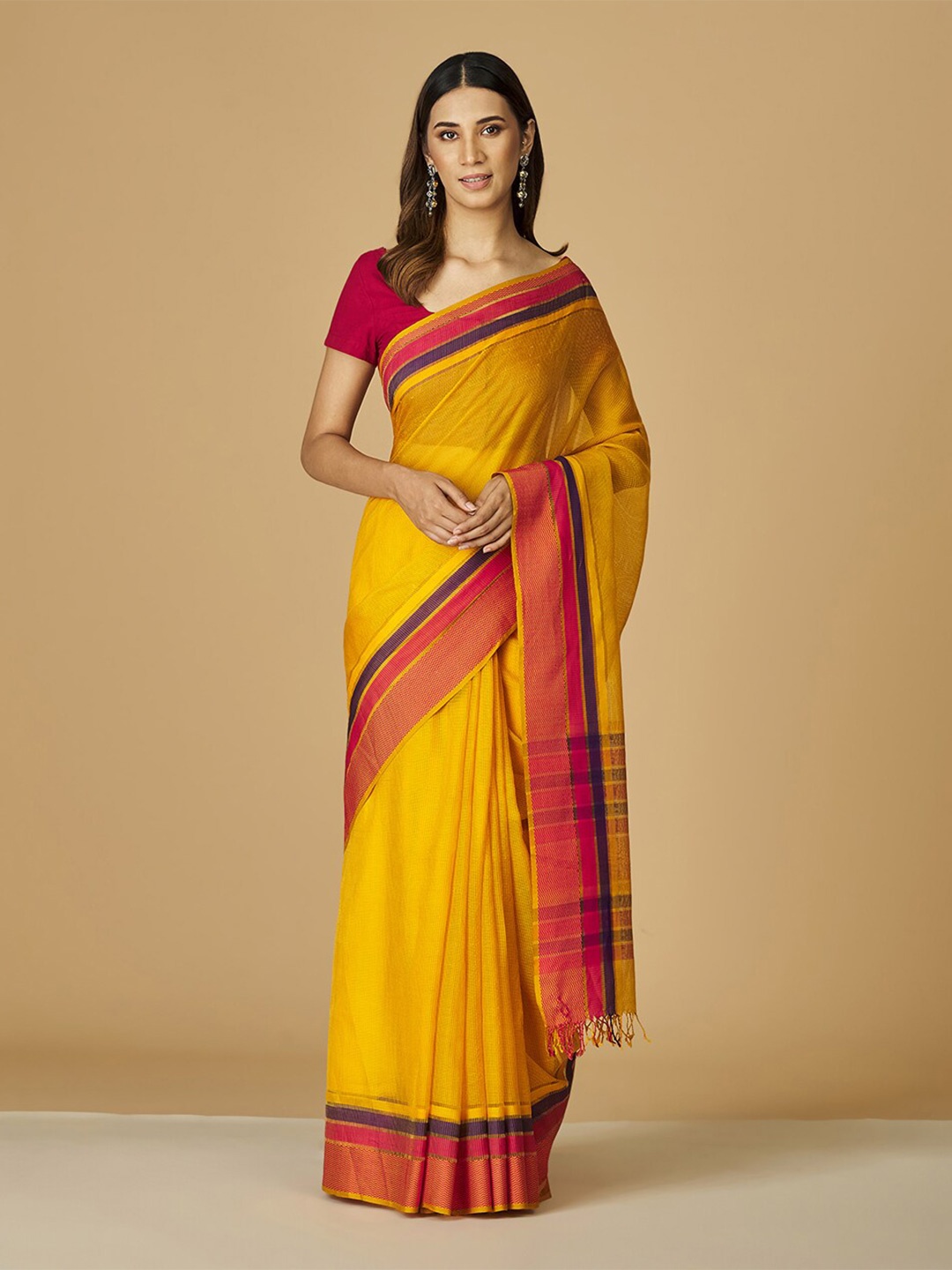 

Fabindia Zari Silk Cotton Saree, Yellow