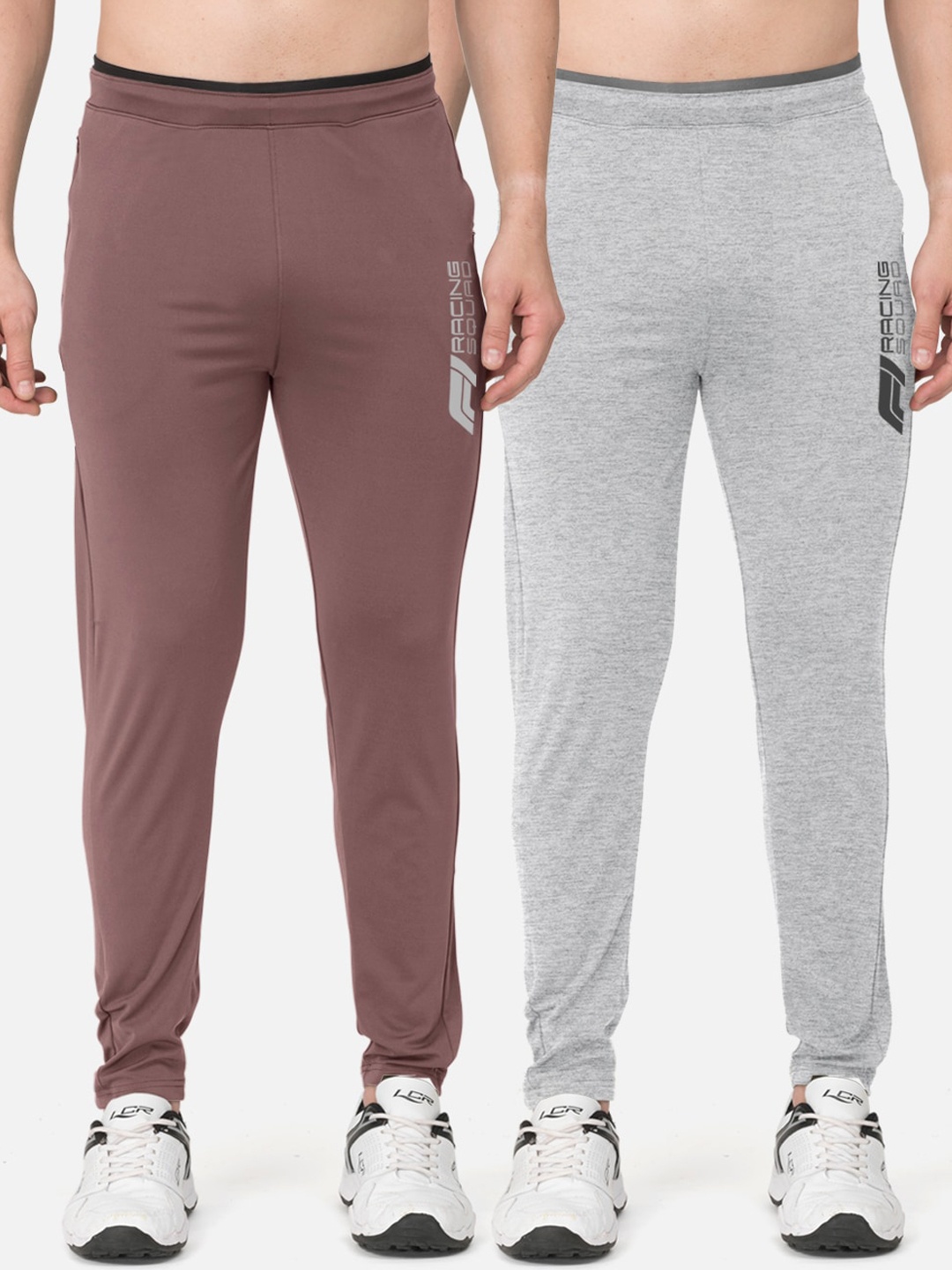 

BULLMER Men Pack of 2 Slim-fit Track Pants, Grey melange