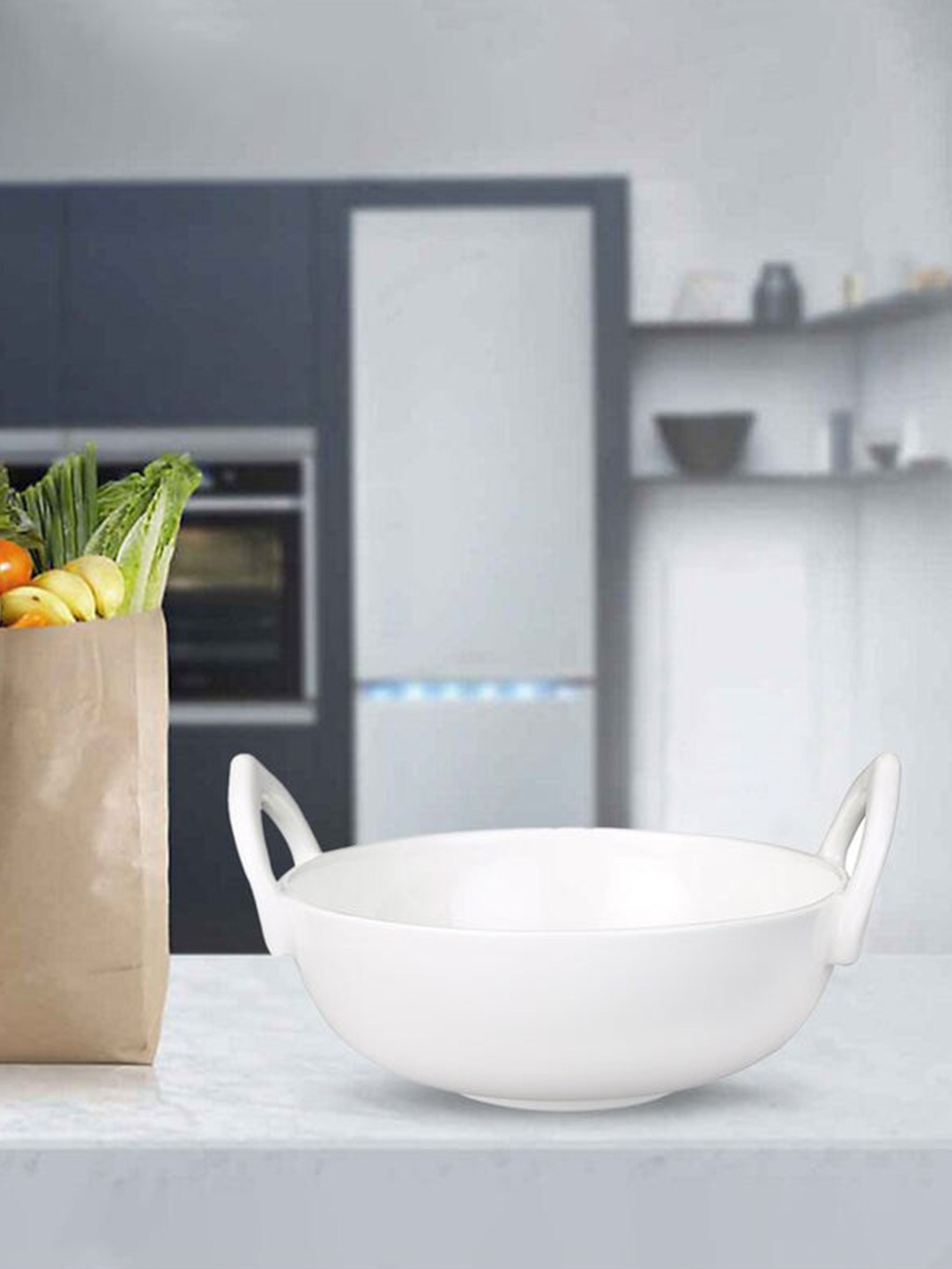 

Athome by Nilkamal White Ceramic Kadhai 400 ml