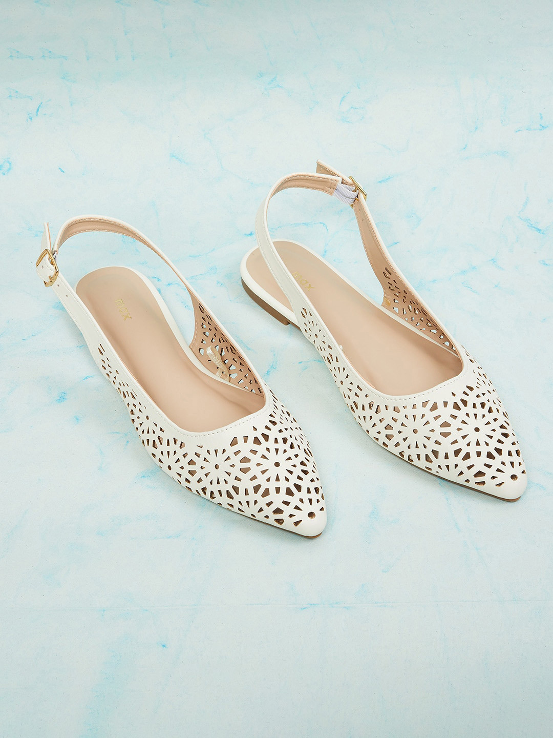 

max Women Laser Cuts Embellished Mules, Off white