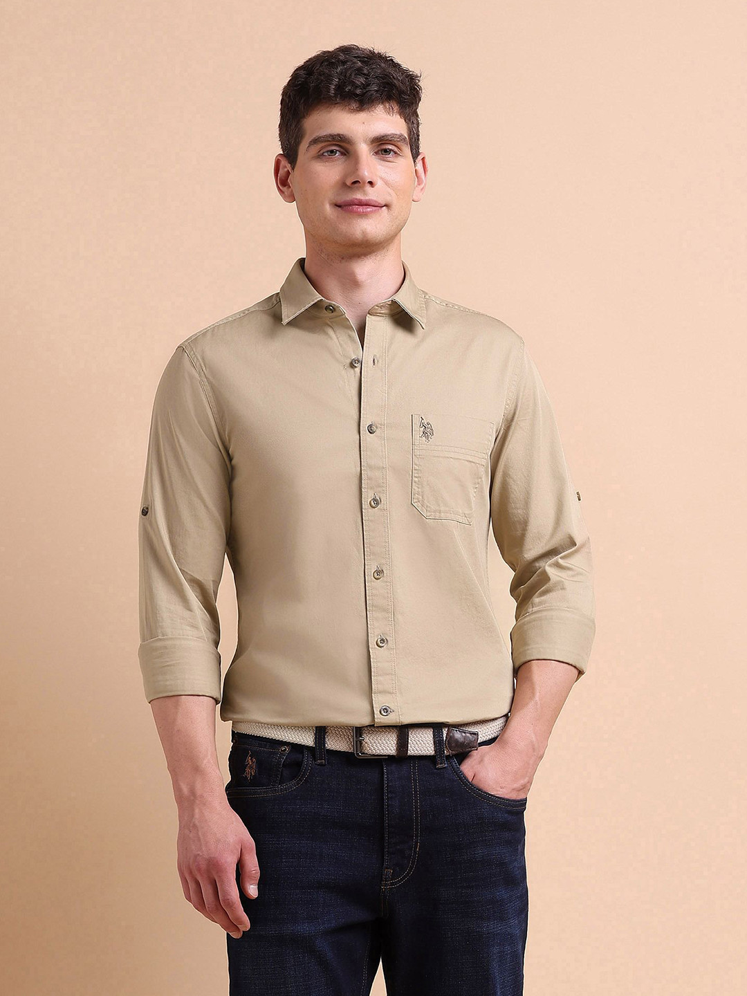 U.S. Polo Assn. Denim Co. Men Cotton Roll-Up Sleeves Casual Shirt