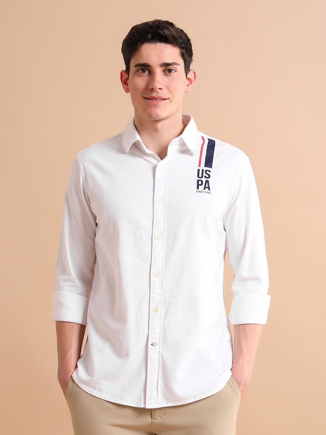 

U S Polo Assn Printed Cotton Casual Shirt, White