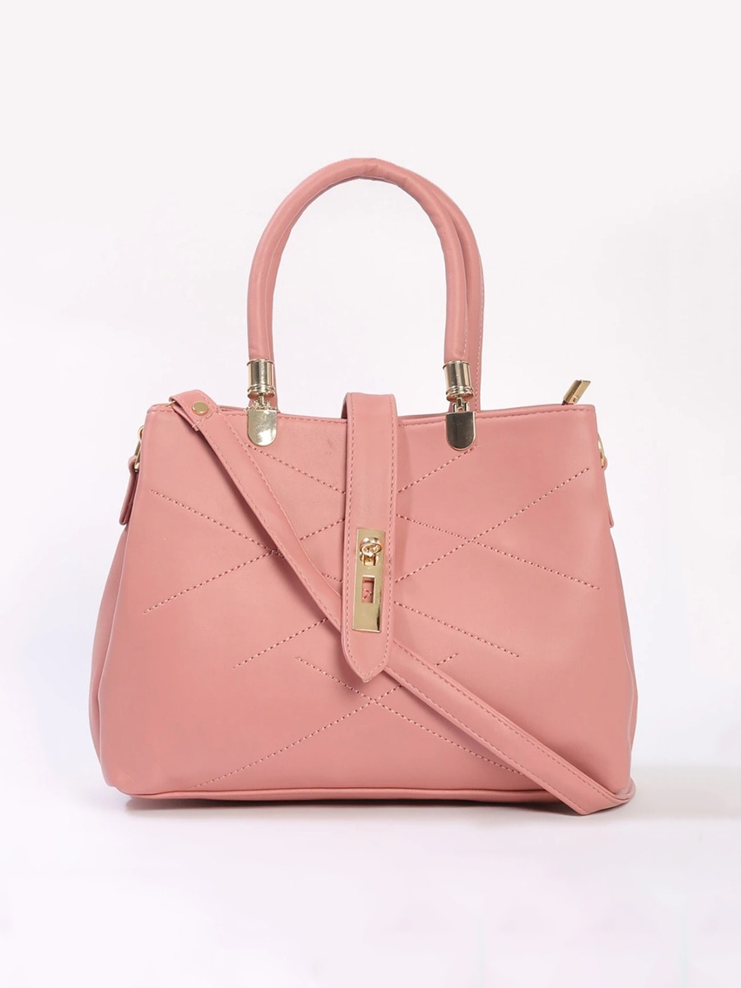 

Anna Claire Women Geometric Textured PU Structured Handheld Bag, Pink