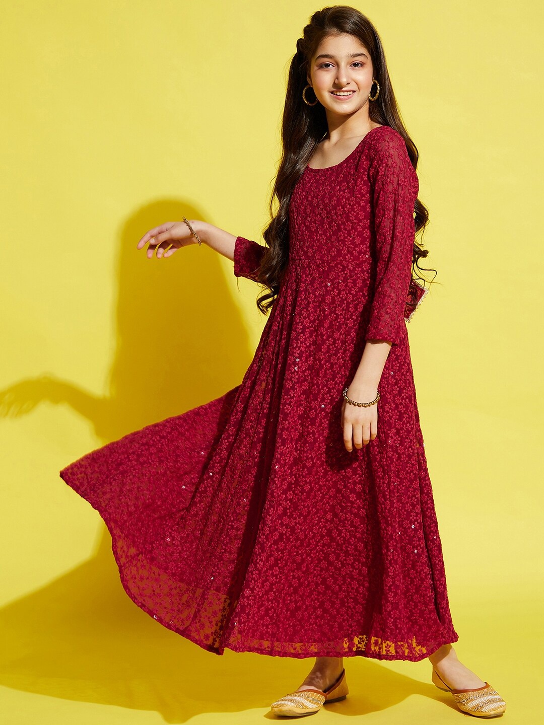 

Cherry & Jerry Floral Printed Maxi Dress, Maroon