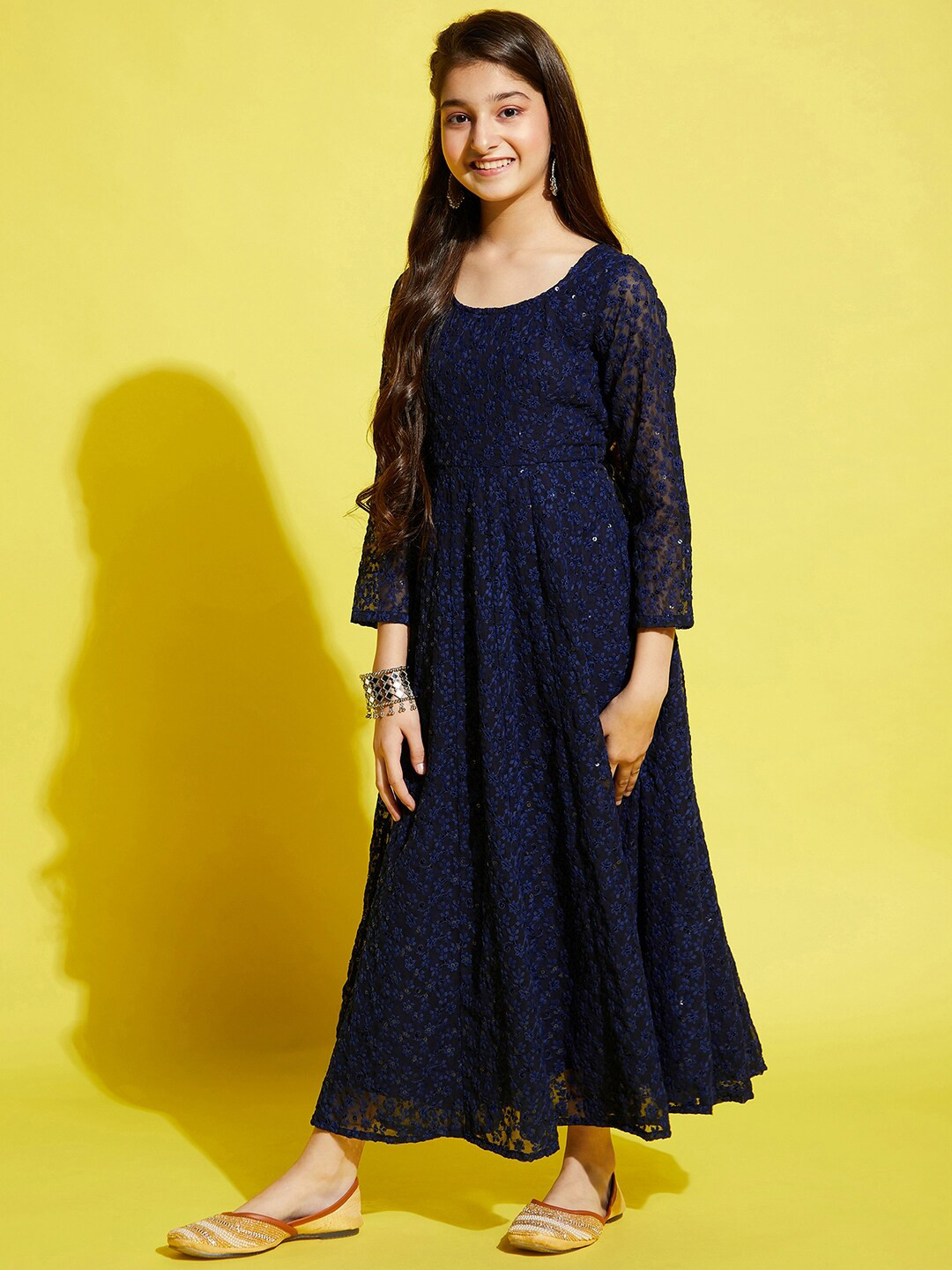 

Cherry & Jerry Floral Printed Maxi Dress, Navy blue