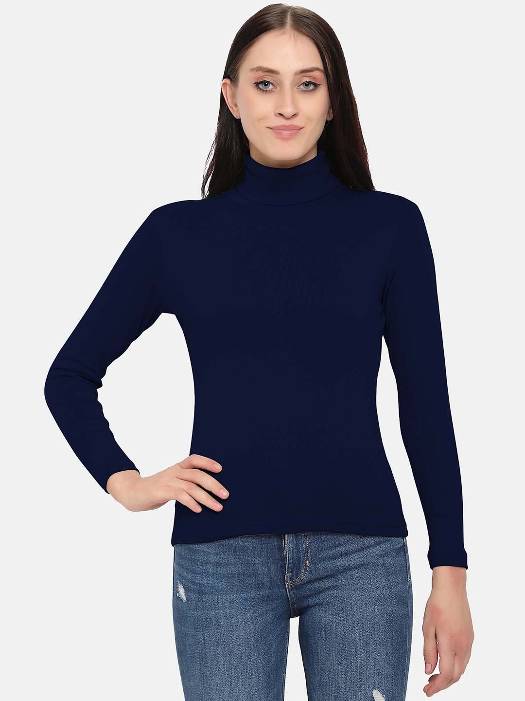 

DIAZ Women Cotton Sweatshirt, Navy blue