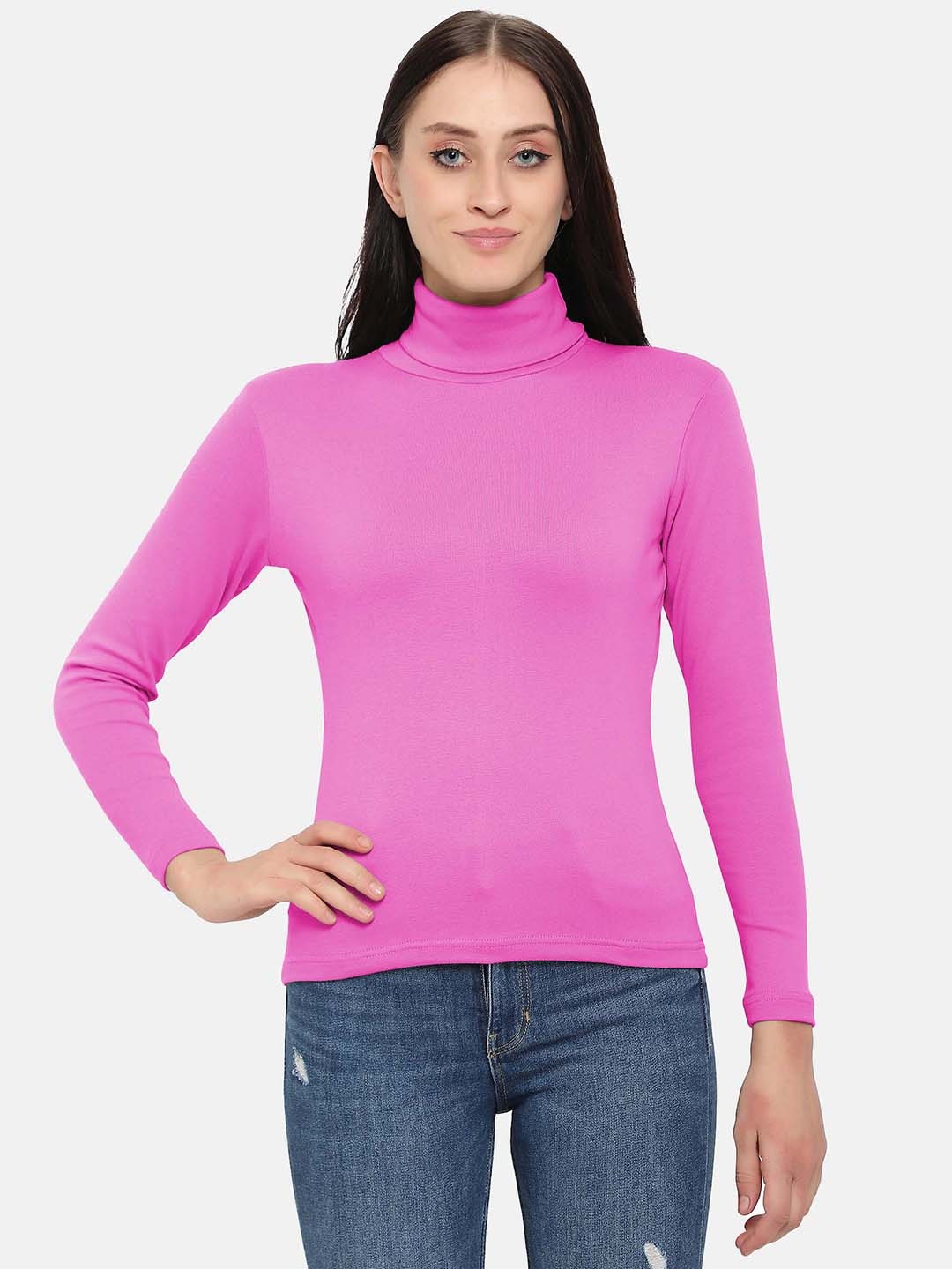 

DIAZ Turtle Neck Pullover Sweatshirt, Pink
