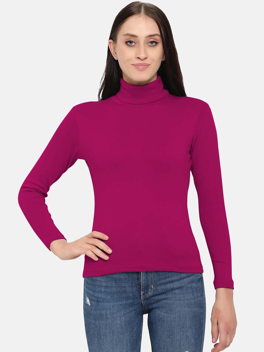 

DIAZ Turtle Neck Pullover Sweatshirt, Magenta