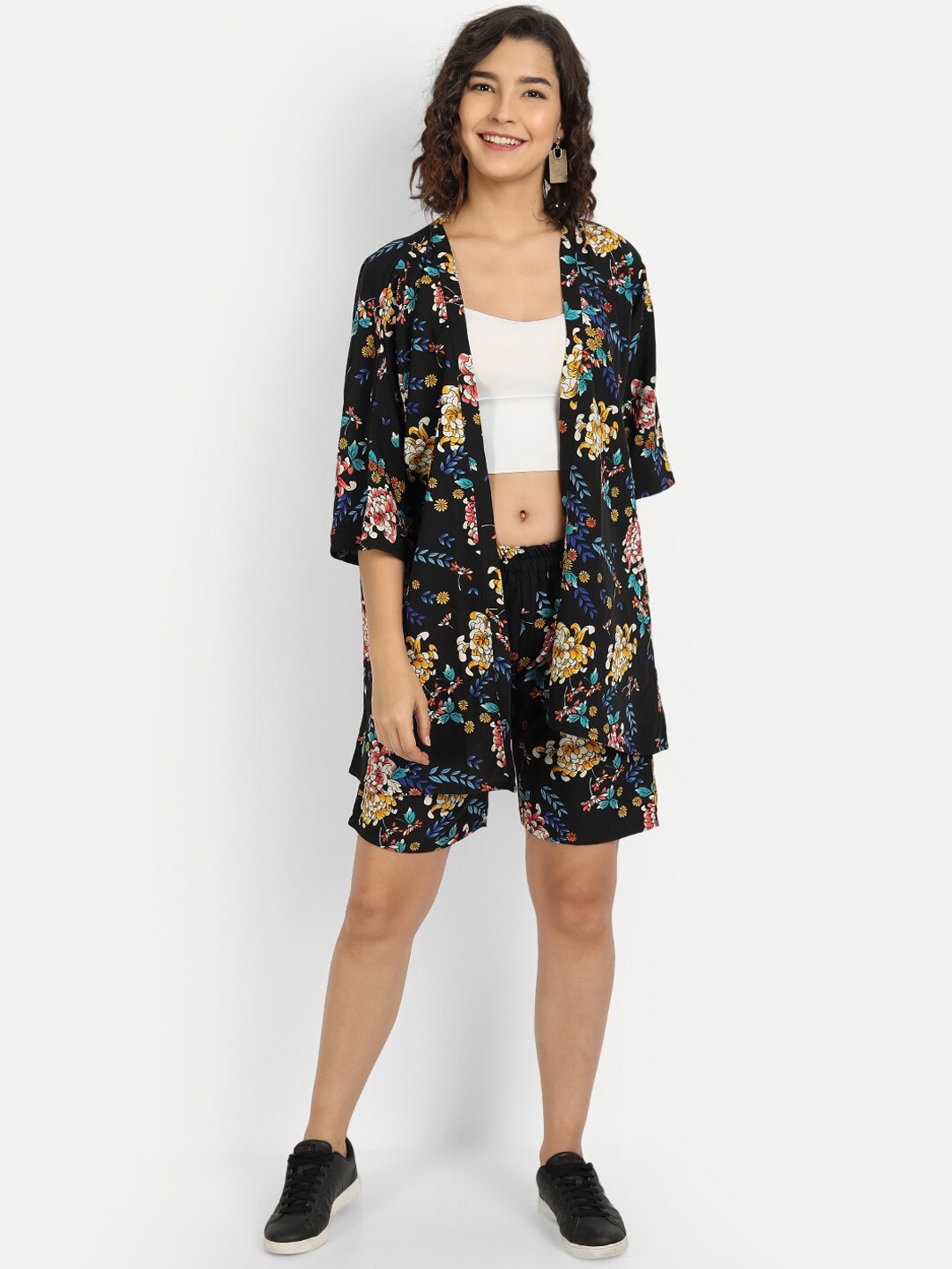 

ISAM Women Floral Printed Co-Ord Set, Black