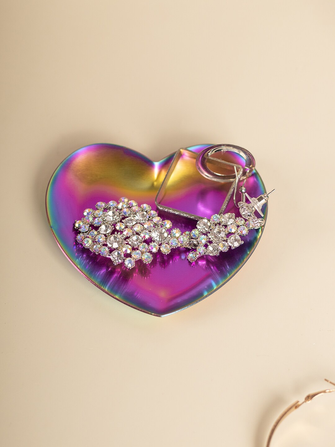 

MARKET99 Purple Heart Shaped Stainless Steel Jewelry Organiser