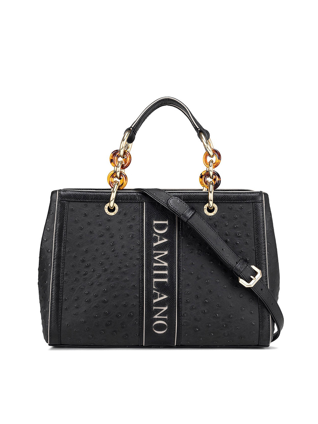 

Da Milano Women Embellished Leather Structured Satchel, Black