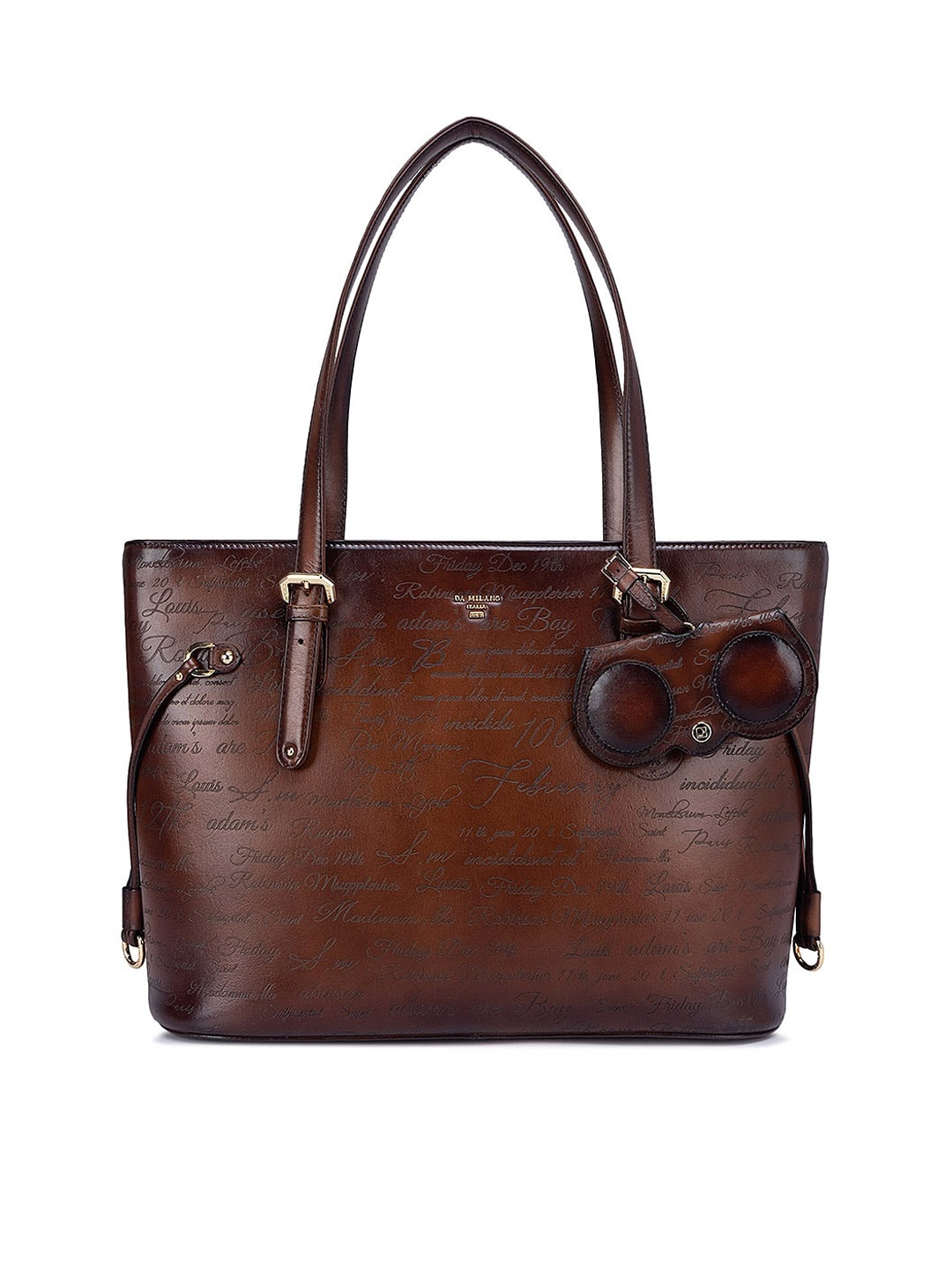 

Da Milano Women Textured Leather Oversized Structured Tote Bag, Brown