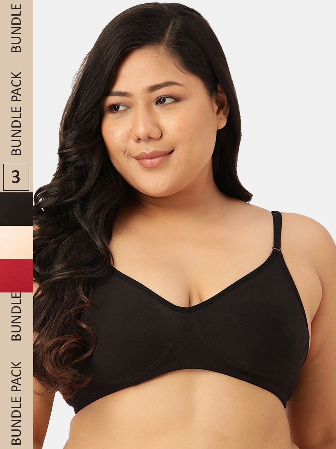 

Leading Lady Pack Of 3 All Day Comfort Cotton Bra, Black