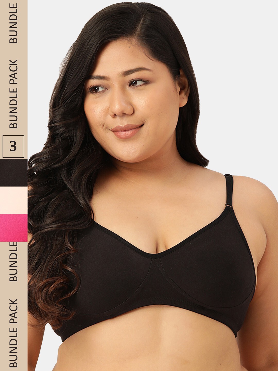 

Leading Lady Set Of 3 Non Wired Non Padded Bra, Black