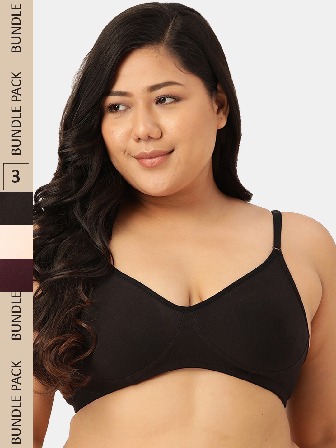 

Leading Lady Set Of 3 Non Wired Non Padded Bra, Black