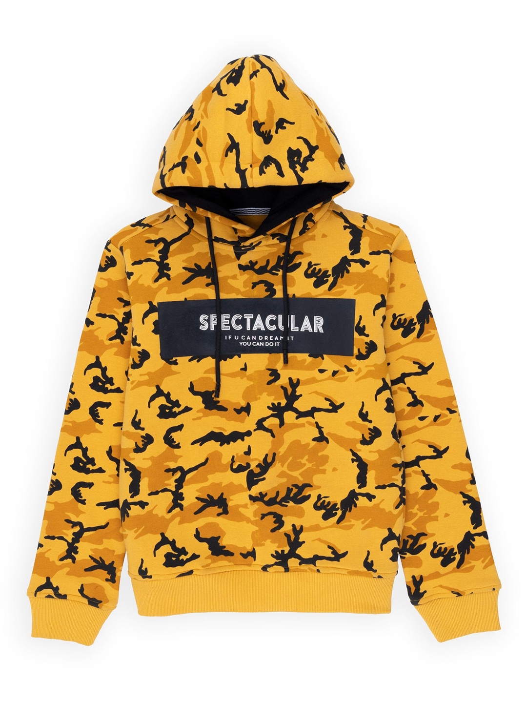 

Status Quo Boys Printed Hooded Cotton Sweatshirt, Yellow