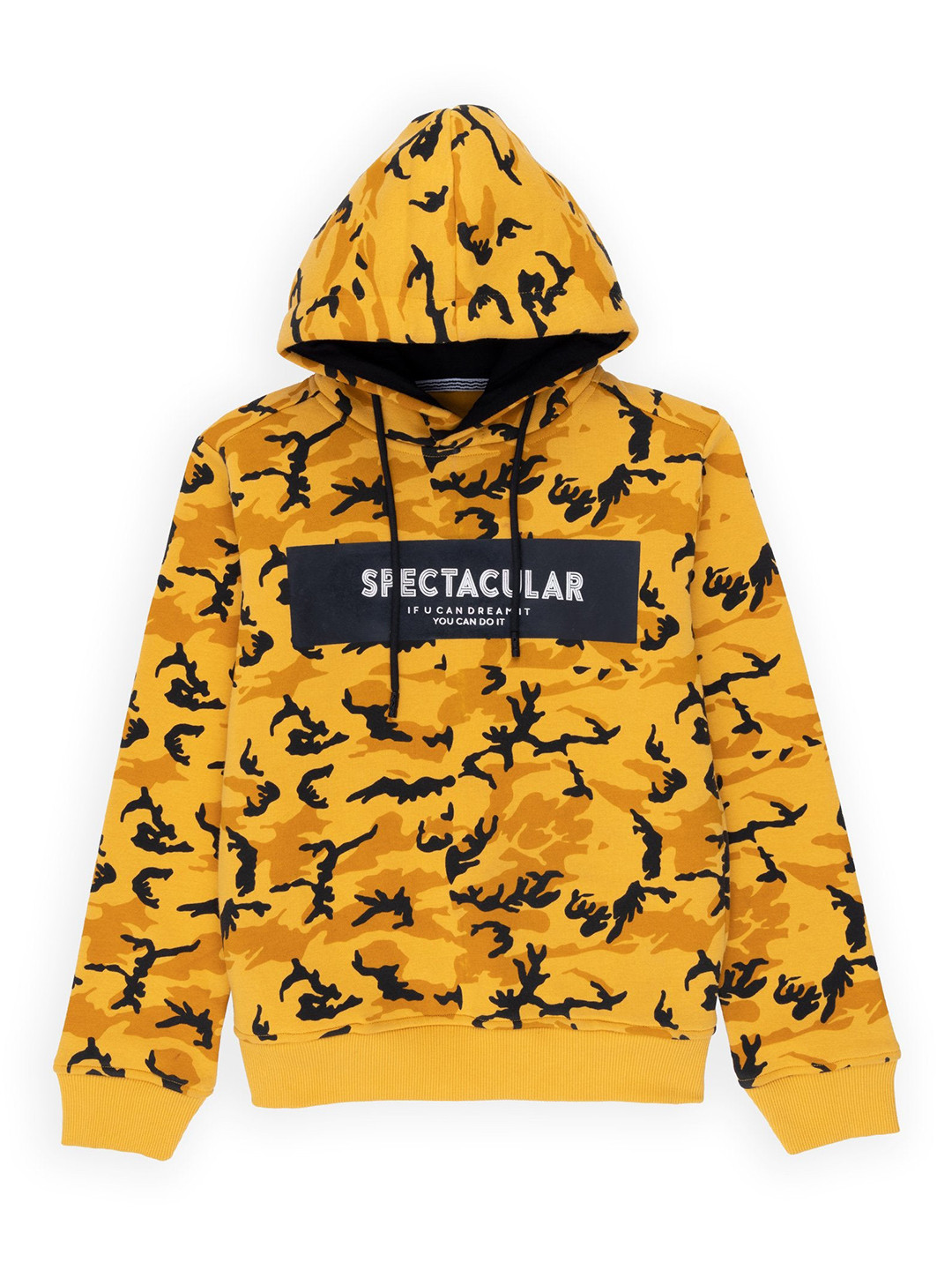 

Status Quo Boys Printed Hooded Cotton Sweatshirt, Yellow
