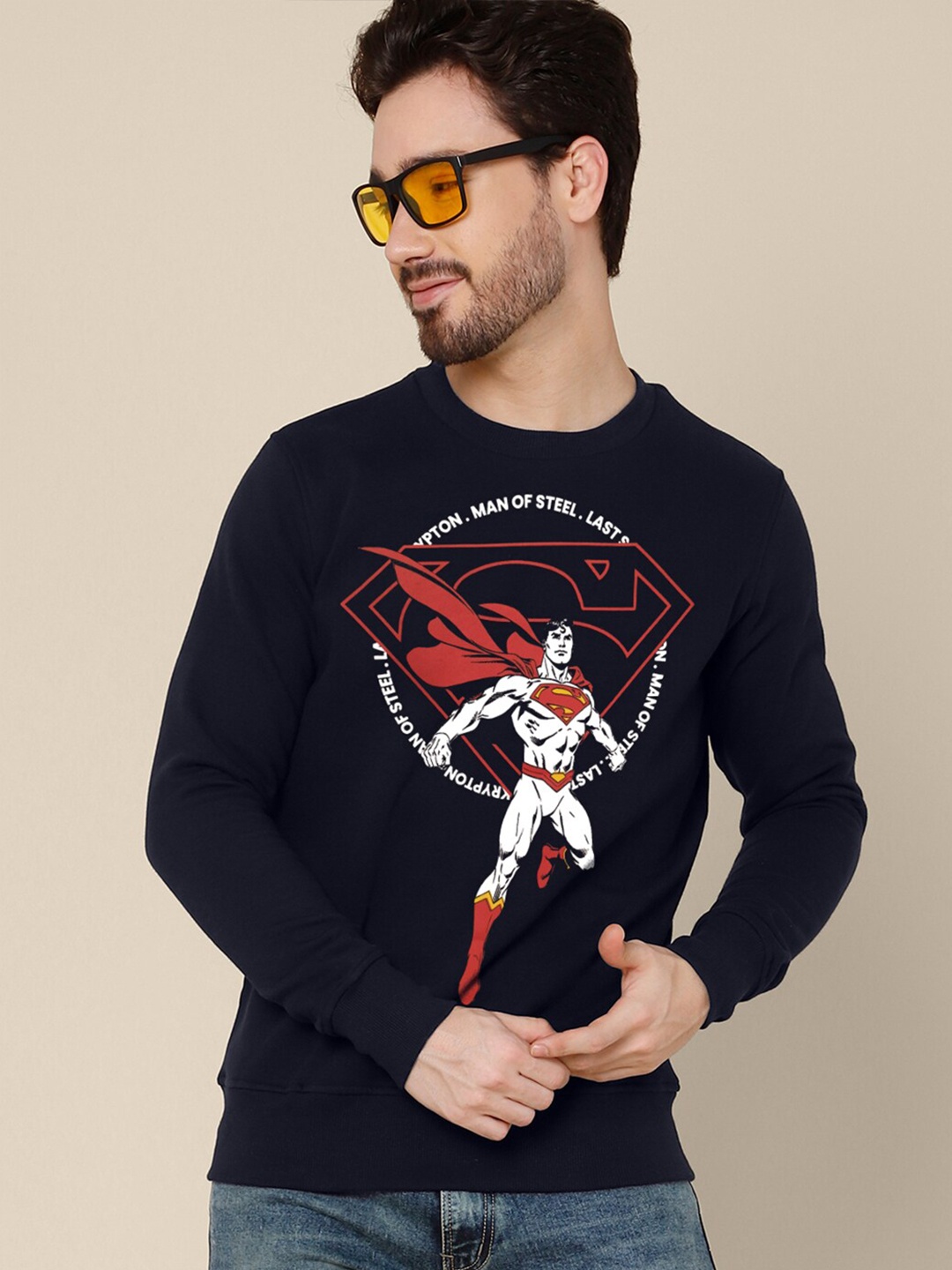 

Free Authority Men Superman Printed Cotton Sweatshirt, Navy blue