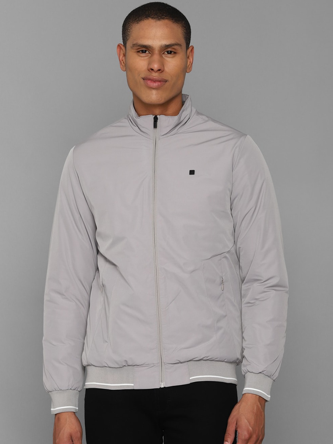 

Allen Solly Men Grey Cotton Bomber Jacket