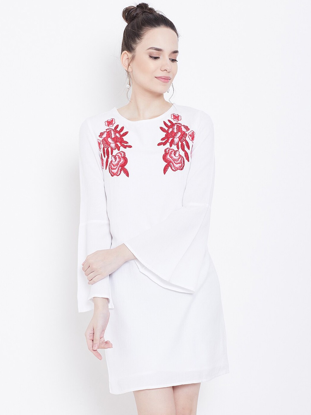 

DODO & MOA Embroidered A-Line Dress, White