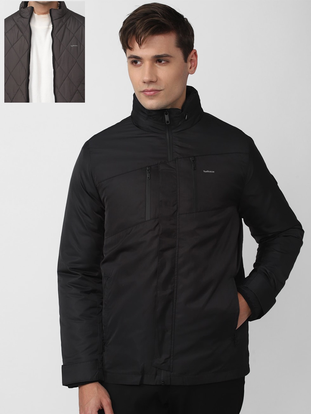 

Van Heusen Men Black Reversible Padded Jacket